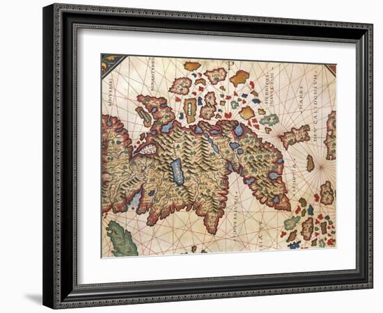 Map of New Caledonia, from Nautical Atlas by Giorgio Sideri Called Callapoda-null-Framed Giclee Print