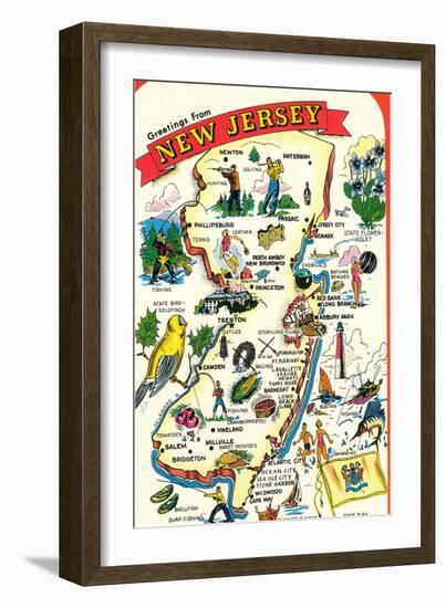 Map of New Jersey with Attractions-null-Framed Art Print