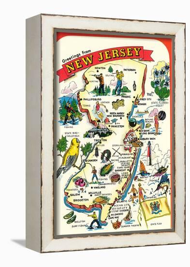 Map of New Jersey with Attractions-null-Framed Art Print