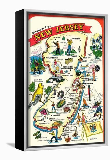 Map of New Jersey with Attractions-null-Framed Art Print