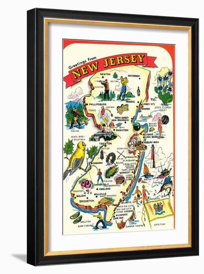 Map of New Jersey with Attractions-null-Framed Art Print