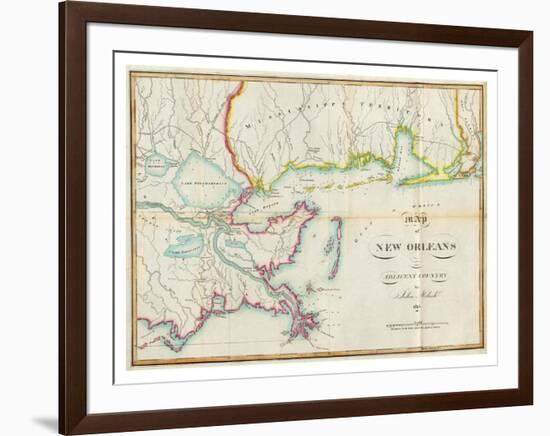 Map of New Orleans and Adjacent Country, c.1815-John Melish-Framed Art Print