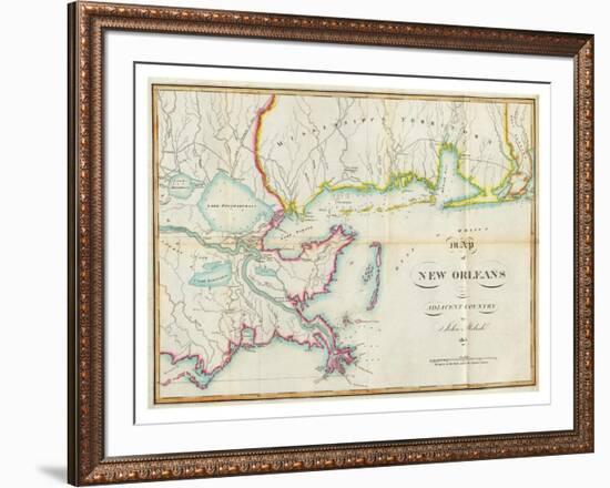 Map of New Orleans and Adjacent Country, c.1815-John Melish-Framed Art Print