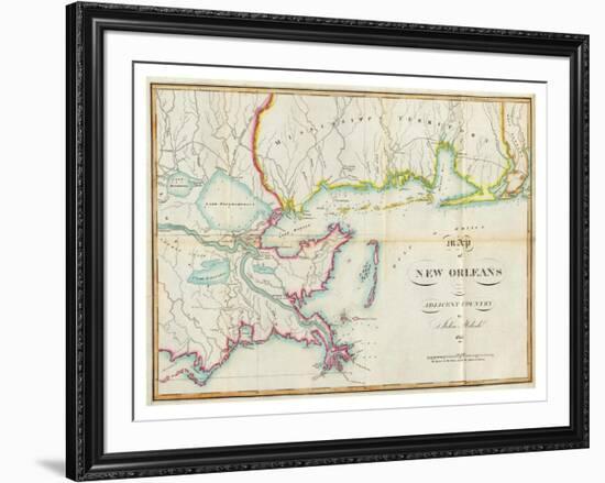 Map of New Orleans and Adjacent Country, c.1815-John Melish-Framed Art Print