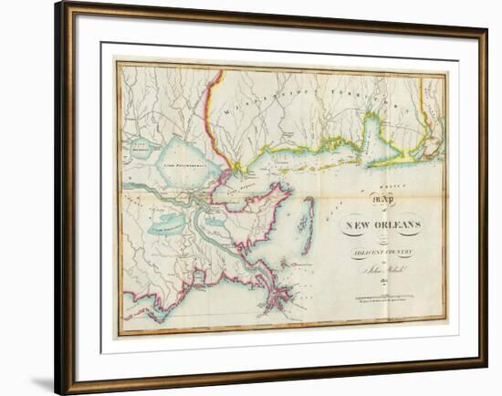 Map of New Orleans and Adjacent Country, c.1815-John Melish-Framed Art Print