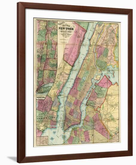 Map of New York and Adjacent Cities, c.1874-Gaylord Watson-Framed Art Print