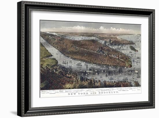 Map Of New York And Brooklyn 1875-Vintage Lavoie-Framed Giclee Print