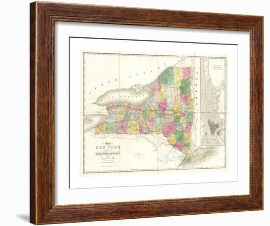 Map of New York, c.1839-David H^ Burr-Framed Art Print