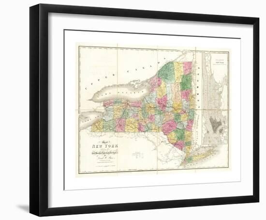 Map of New York, c.1839-David H^ Burr-Framed Art Print