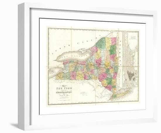 Map of New York, c.1839-David H^ Burr-Framed Art Print