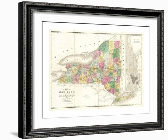 Map of New York, c.1839-David H^ Burr-Framed Art Print