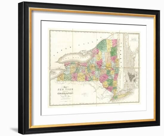 Map of New York, c.1839-David H^ Burr-Framed Art Print