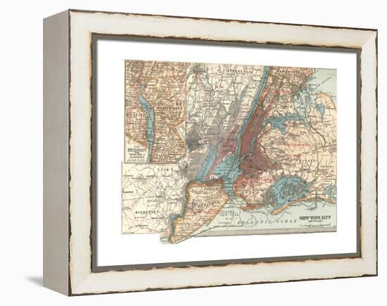 Map of New York City (C. 1900), Maps-Encyclopaedia Britannica-Framed Premier Image Canvas