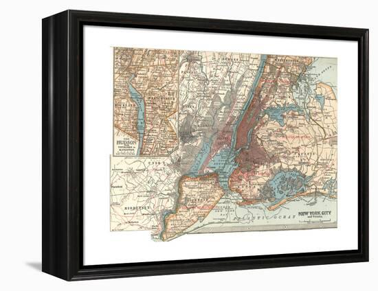 Map of New York City (C. 1900), Maps-Encyclopaedia Britannica-Framed Premier Image Canvas