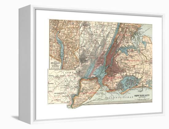 Map of New York City (C. 1900), Maps-Encyclopaedia Britannica-Framed Premier Image Canvas