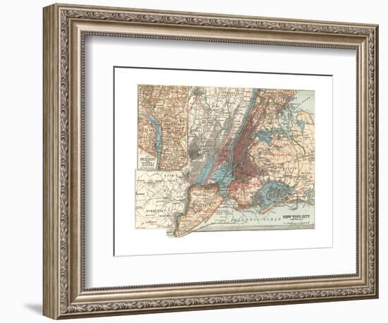 Map of New York City (C. 1900), Maps-Encyclopaedia Britannica-Framed Giclee Print