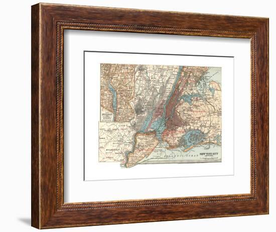 Map of New York City (C. 1900), Maps-Encyclopaedia Britannica-Framed Giclee Print