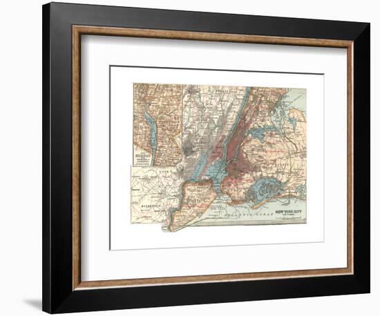 Map of New York City (C. 1900), Maps-Encyclopaedia Britannica-Framed Giclee Print