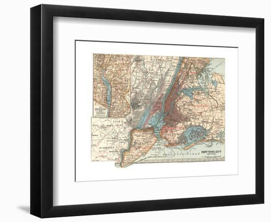 Map of New York City (C. 1900), Maps-Encyclopaedia Britannica-Framed Giclee Print