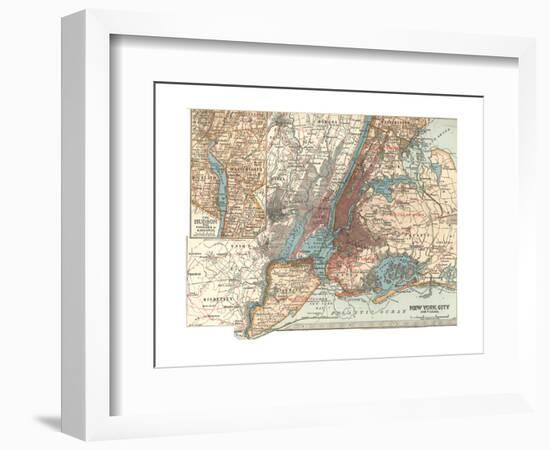 Map of New York City (C. 1900), Maps-Encyclopaedia Britannica-Framed Giclee Print