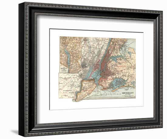 Map of New York City (C. 1900), Maps-Encyclopaedia Britannica-Framed Giclee Print