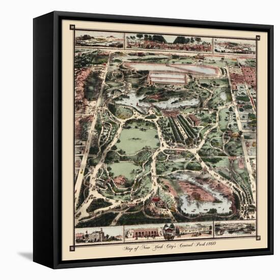 Map Of New York City’s Central Park 1860-Vintage Lavoie-Framed Premier Image Canvas