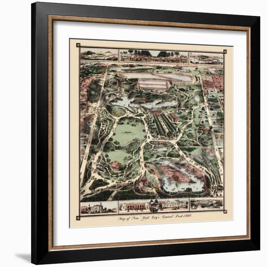 Map Of New York City’s Central Park 1860-Vintage Lavoie-Framed Giclee Print