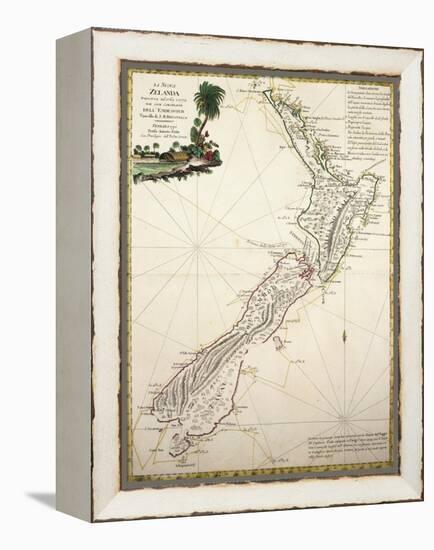 Map of New Zealand by Antonio Zatta According to Discoveries of James Cook, Venice 1778-null-Framed Premier Image Canvas