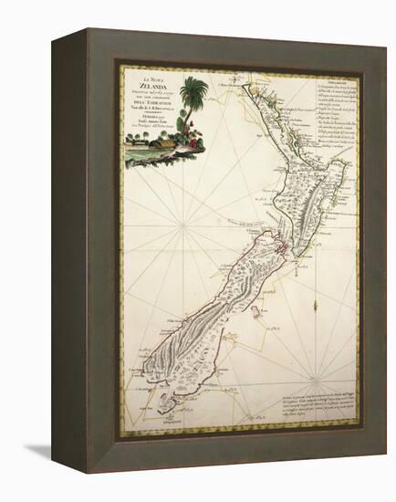 Map of New Zealand by Antonio Zatta According to Discoveries of James Cook, Venice 1778-null-Framed Premier Image Canvas