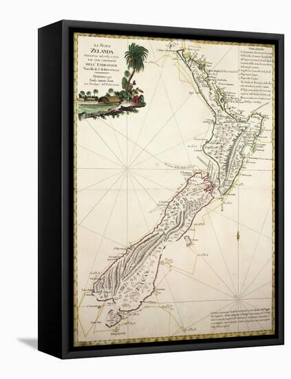 Map of New Zealand by Antonio Zatta According to Discoveries of James Cook, Venice 1778-null-Framed Premier Image Canvas