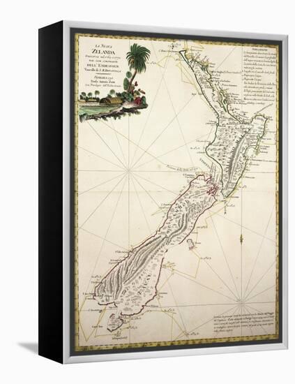 Map of New Zealand by Antonio Zatta According to Discoveries of James Cook, Venice 1778-null-Framed Premier Image Canvas