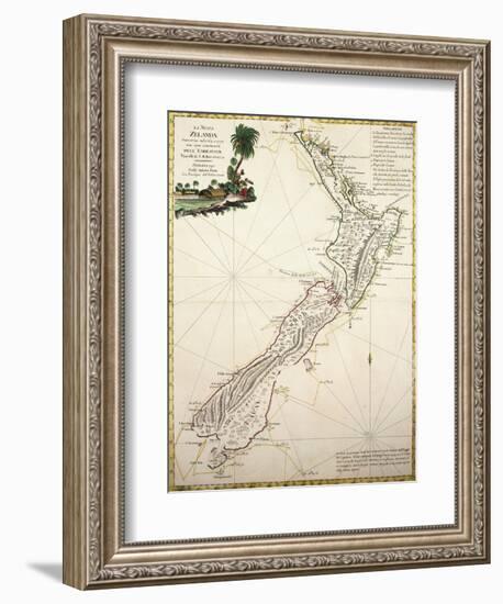 Map of New Zealand by Antonio Zatta According to Discoveries of James Cook, Venice 1778-null-Framed Giclee Print