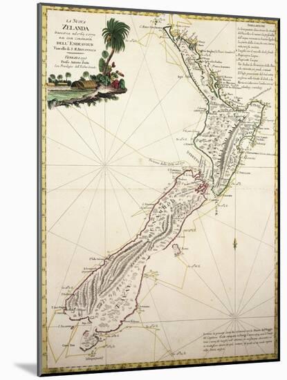 Map of New Zealand by Antonio Zatta According to Discoveries of James Cook, Venice 1778-null-Mounted Giclee Print