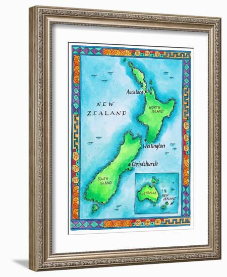 Map of New Zealand-Jennifer Thermes-Framed Photographic Print