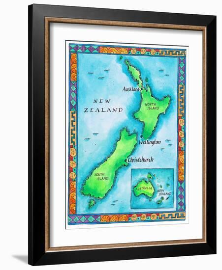 Map of New Zealand-Jennifer Thermes-Framed Photographic Print