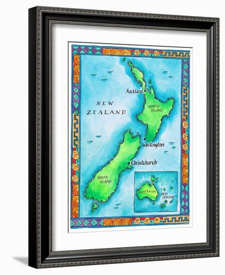 Map of New Zealand-Jennifer Thermes-Framed Photographic Print