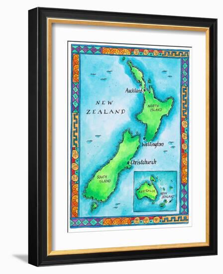 Map of New Zealand-Jennifer Thermes-Framed Photographic Print