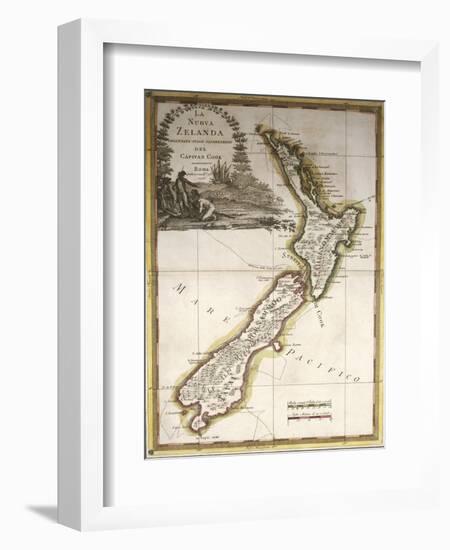 Map of New Zealand-null-Framed Giclee Print