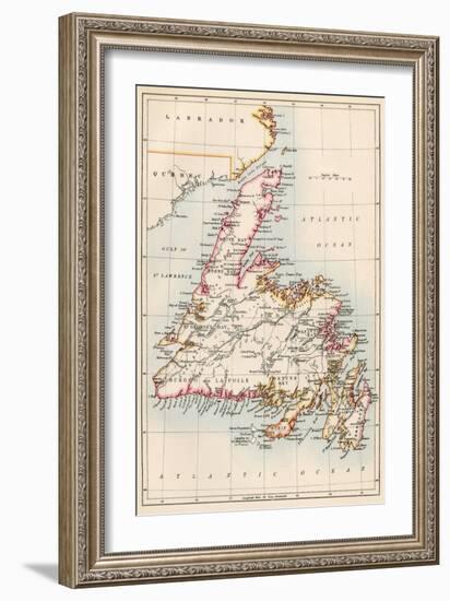 Map of Newfoundland, Canada, 1870s-null-Framed Giclee Print