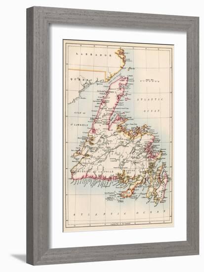 Map of Newfoundland, Canada, 1870s-null-Framed Giclee Print