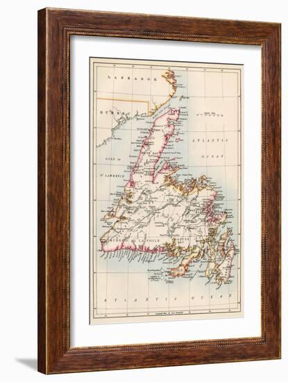 Map of Newfoundland, Canada, 1870s-null-Framed Giclee Print