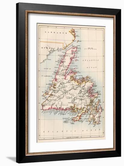 Map of Newfoundland, Canada, 1870s-null-Framed Giclee Print