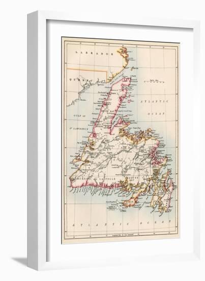 Map of Newfoundland, Canada, 1870s-null-Framed Giclee Print