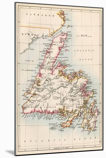 Map of Newfoundland, Canada, 1870s-null-Mounted Giclee Print