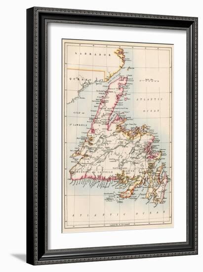 Map of Newfoundland, Canada, 1870s-null-Framed Giclee Print