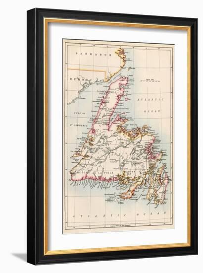 Map of Newfoundland, Canada, 1870s-null-Framed Giclee Print