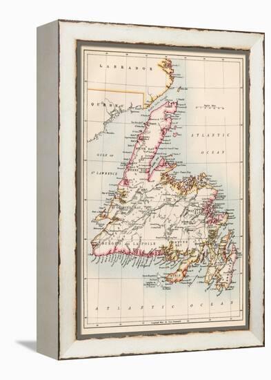 Map of Newfoundland, Canada, 1870s-null-Framed Premier Image Canvas