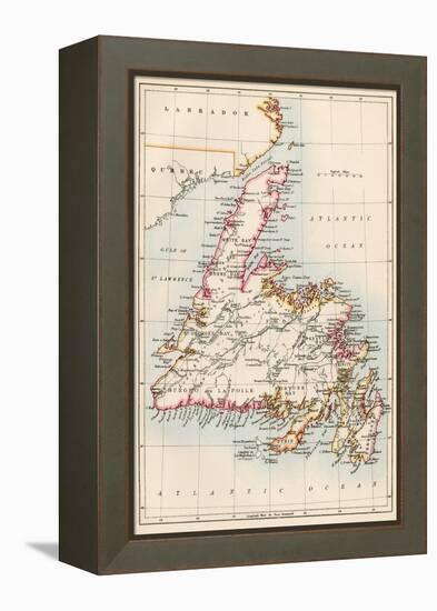 Map of Newfoundland, Canada, 1870s-null-Framed Premier Image Canvas