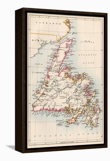 Map of Newfoundland, Canada, 1870s-null-Framed Premier Image Canvas