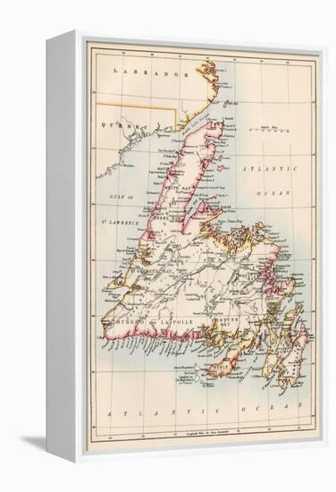 Map of Newfoundland, Canada, 1870s-null-Framed Premier Image Canvas
